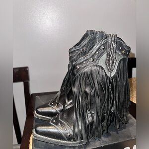 Black leather women’s cowboy boots